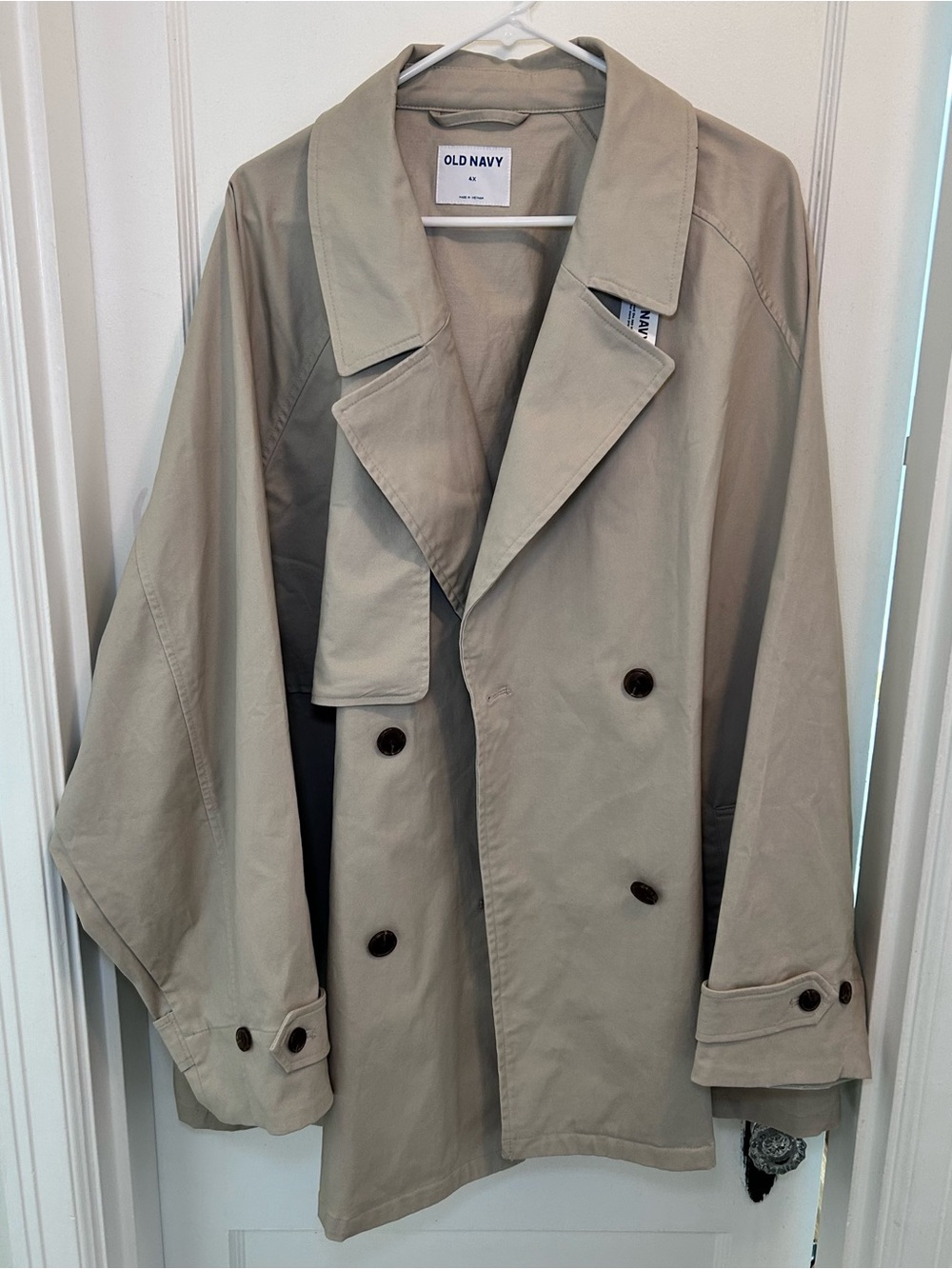 Old Navy Beige Double-Breasted Lined Mid-Length Trench Coat Womens Plus 4X
